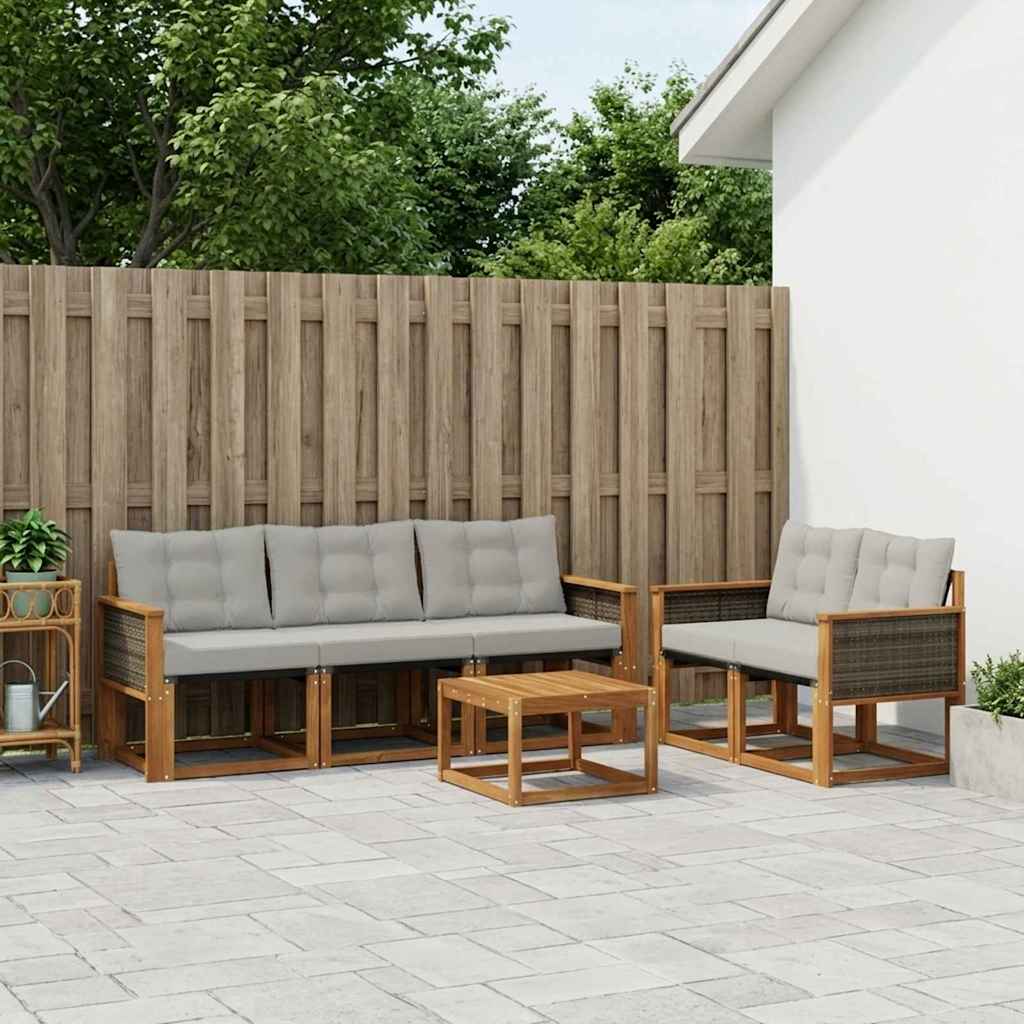 Buiten bankenset met kussen 7 pcs Naturel en lichtgrijs is nu te koop bij PeponiXL, paradijselijk wonen!