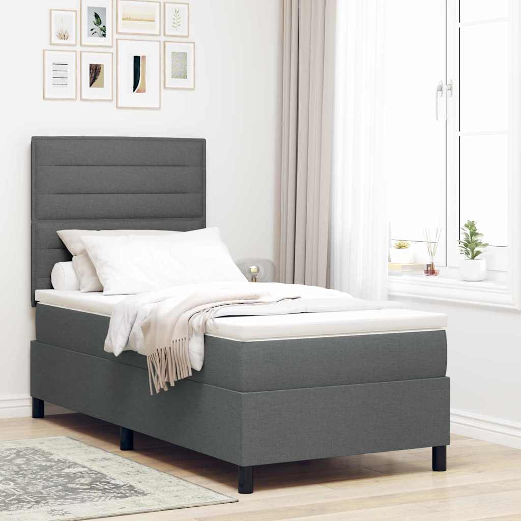 Boxspringbed met matras Donkergrijs 90 x 190 cm Stof is nu te koop bij PeponiXL, paradijselijk wonen!