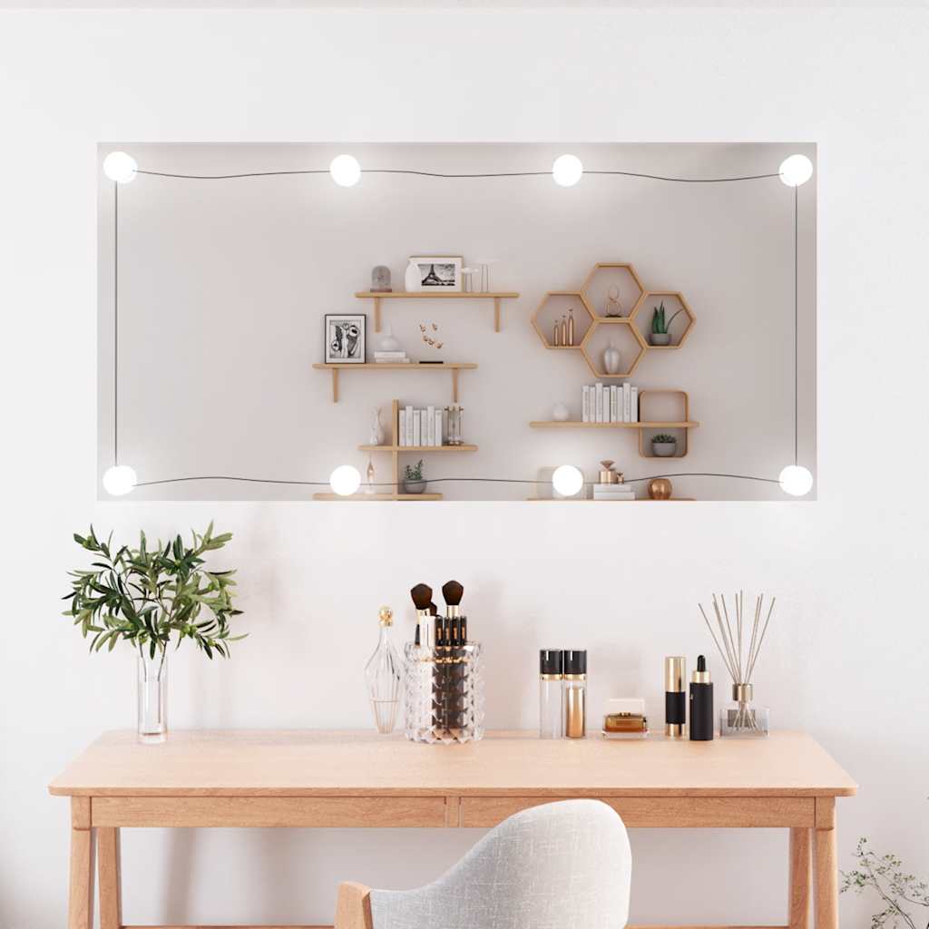 Wandspiegel met LED's rechthoekig 50x100 cm glas is nu te koop bij PeponiXL, paradijselijk wonen!