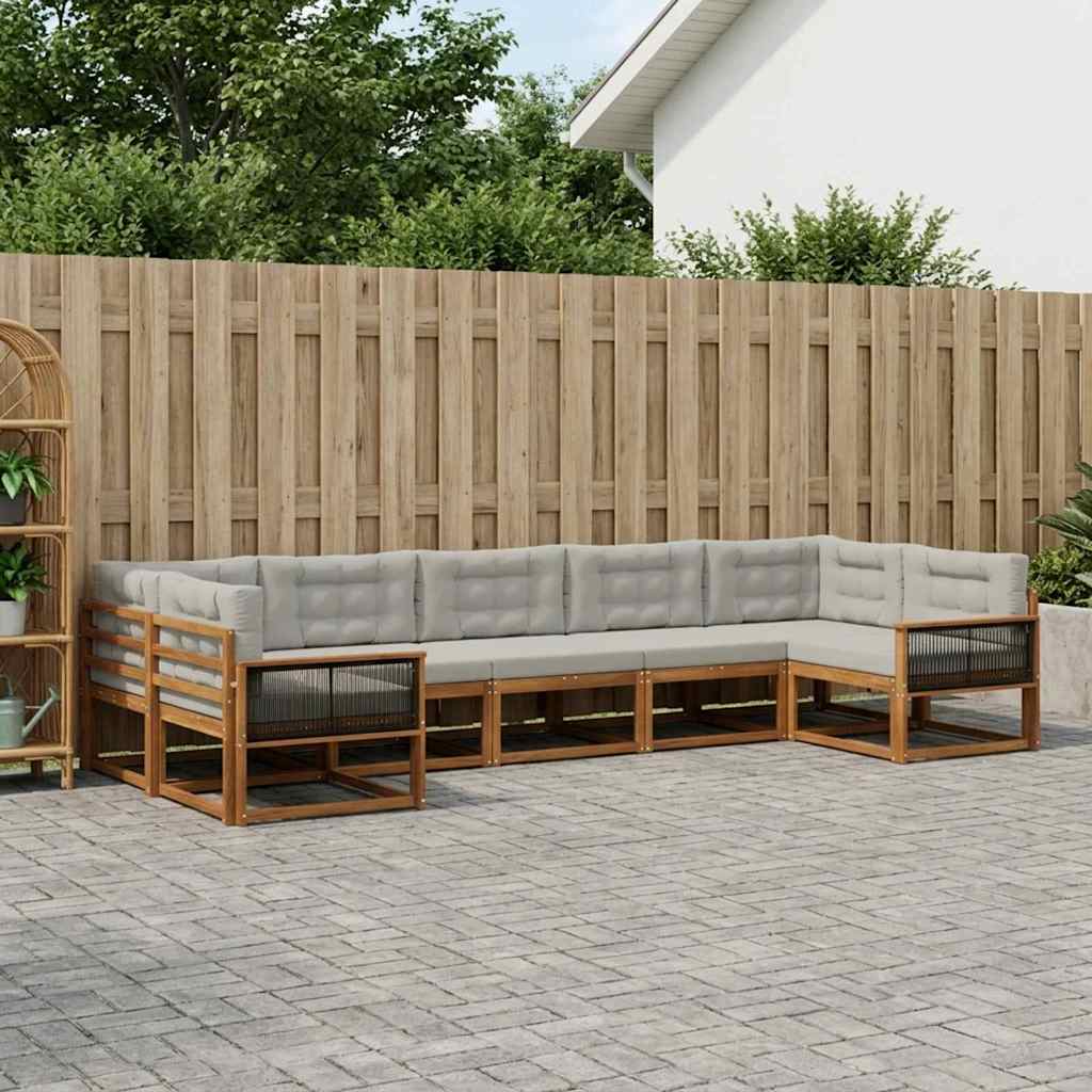 Buiten bankenset met kussen 7 pcs Naturel en lichtgrijs is nu te koop bij PeponiXL, paradijselijk wonen!