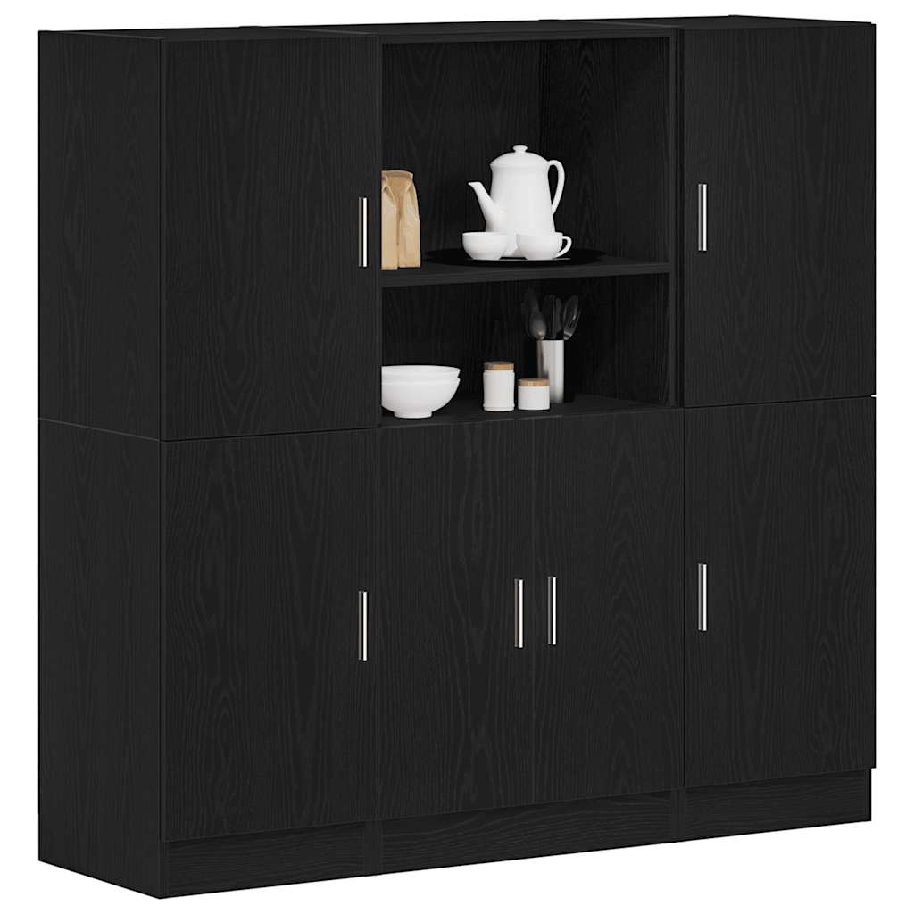 3-delige Keukenkastenset bewerkt hout zwart is nu te koop bij PeponiXL, paradijselijk wonen!