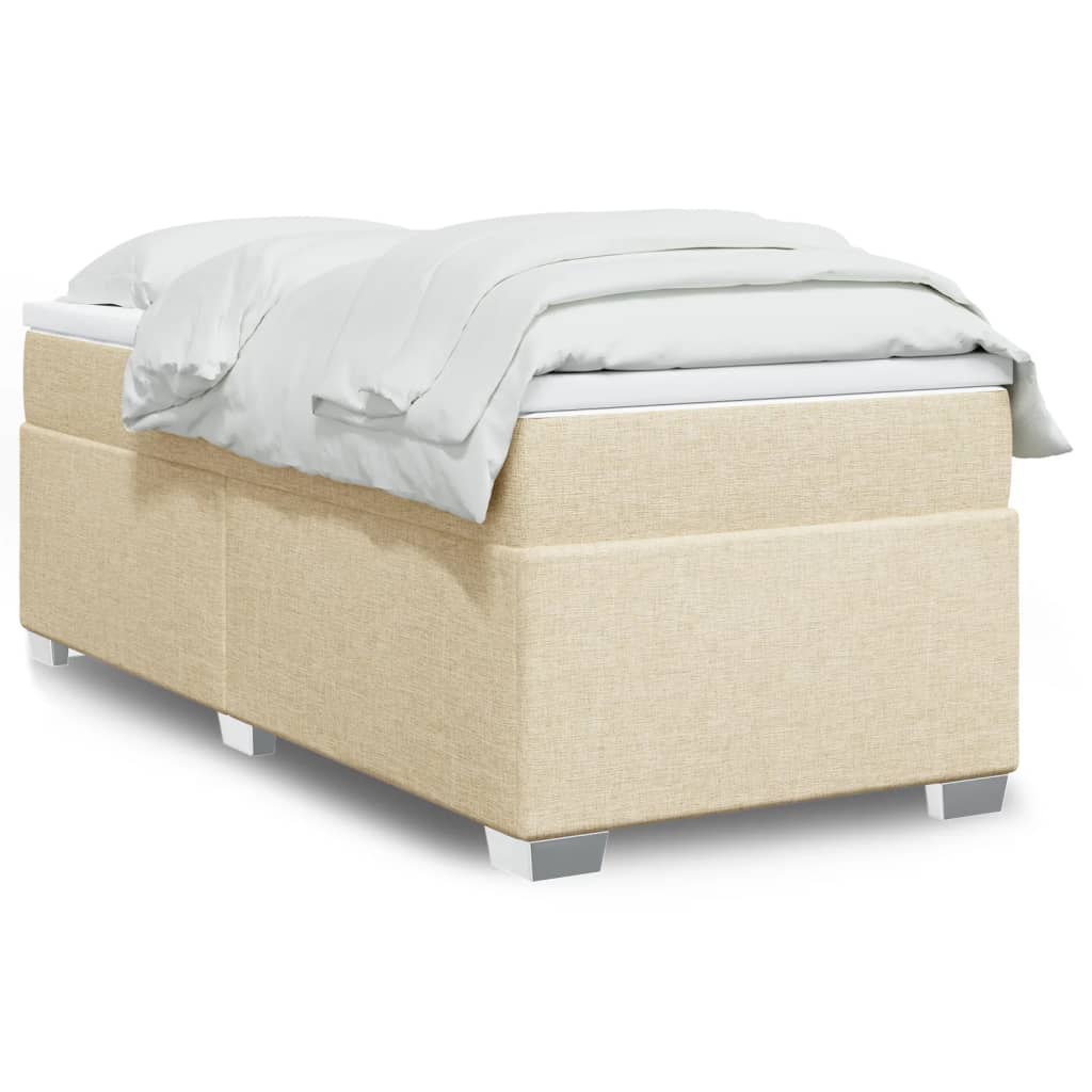 Boxspring met matras stof crèmekleurig 90x200 cm is nu te koop bij PeponiXL, paradijselijk wonen!