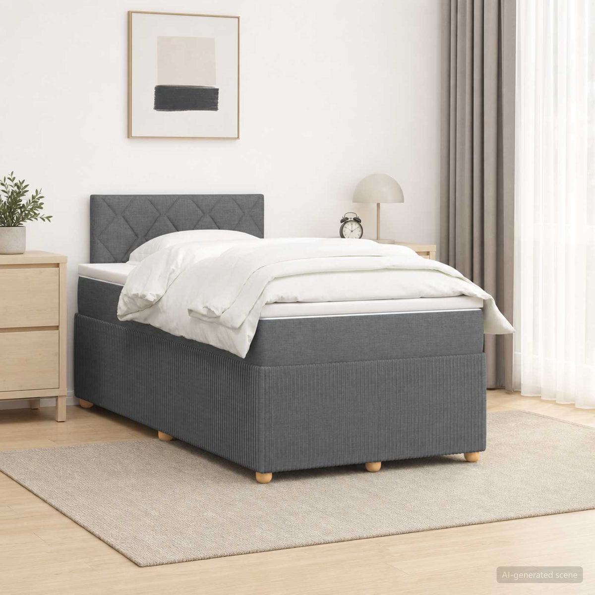 Boxspringbed met matras Donkergrijs 120 x 200 cm Stof is nu te koop bij PeponiXL, paradijselijk wonen!