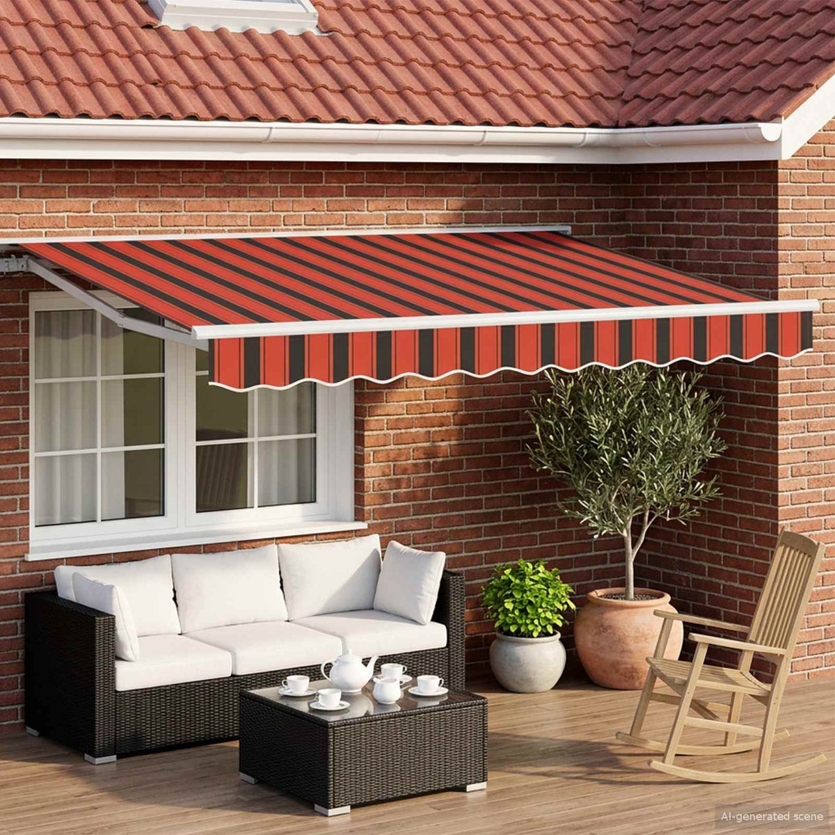 Elektrisch Uittrekbaar Zonnescherm Oranje, Zwart, Wit 2,5 x 2 m is nu te koop bij PeponiXL, paradijselijk wonen!