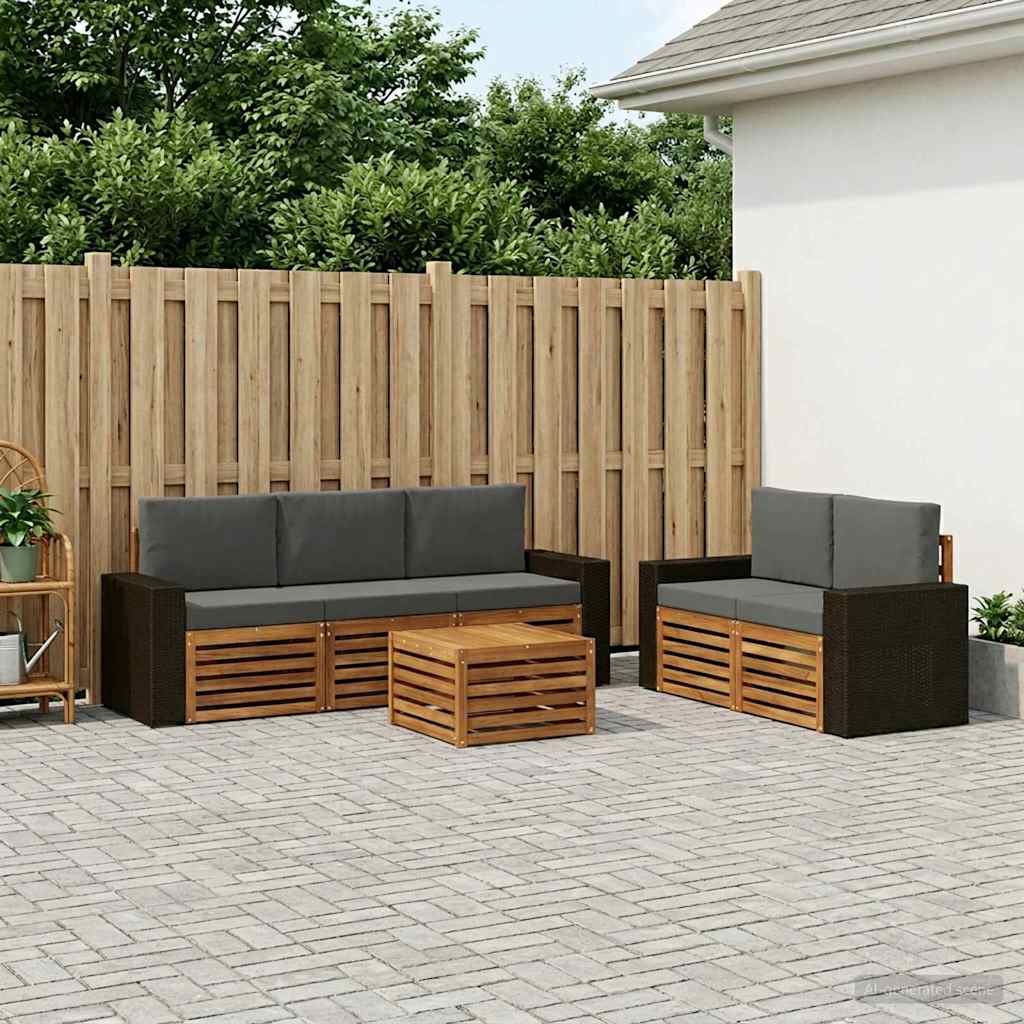 Sofa-Sets met kussen 6 pcs Massief Acaciahout is nu te koop bij PeponiXL, paradijselijk wonen!