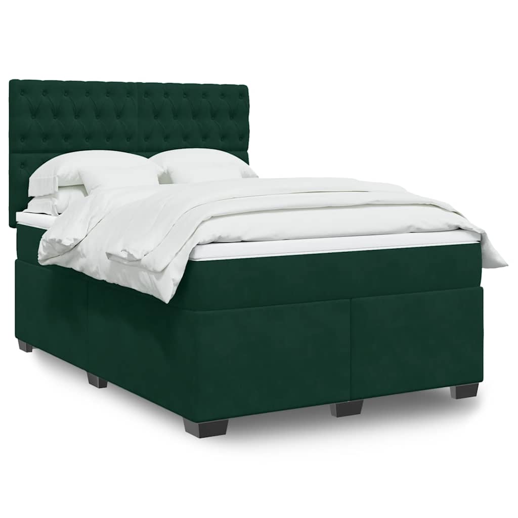 Boxspring met matras fluweel donkergroen 140x190 cm is nu te koop bij PeponiXL, paradijselijk wonen!
