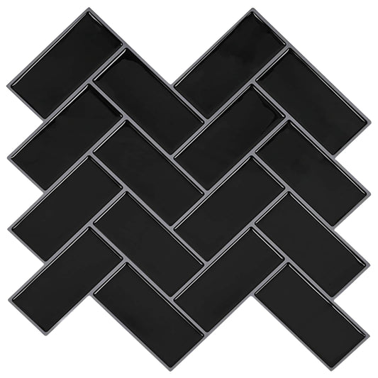 Haringbeen Tegel 10 pcs Zwart 30 x 30 cm Polyurethaan en PET is nu te koop bij PeponiXL, paradijselijk wonen!