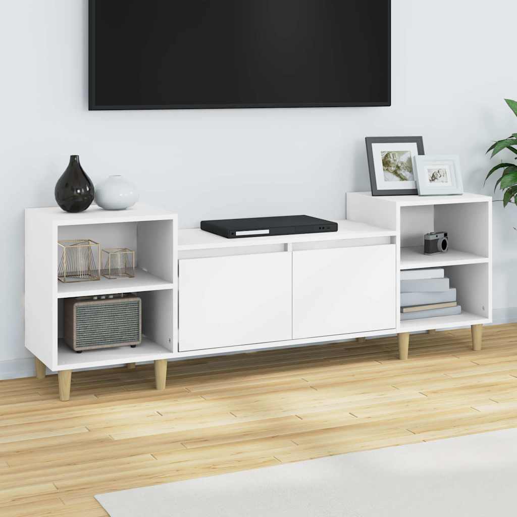 Tv-meubel 160x35x55 cm bewerkt hout wit is nu te koop bij PeponiXL, paradijselijk wonen!