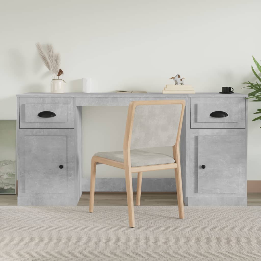 Bureau met kast bewerkt hout betongrijs is nu te koop bij PeponiXL, paradijselijk wonen!