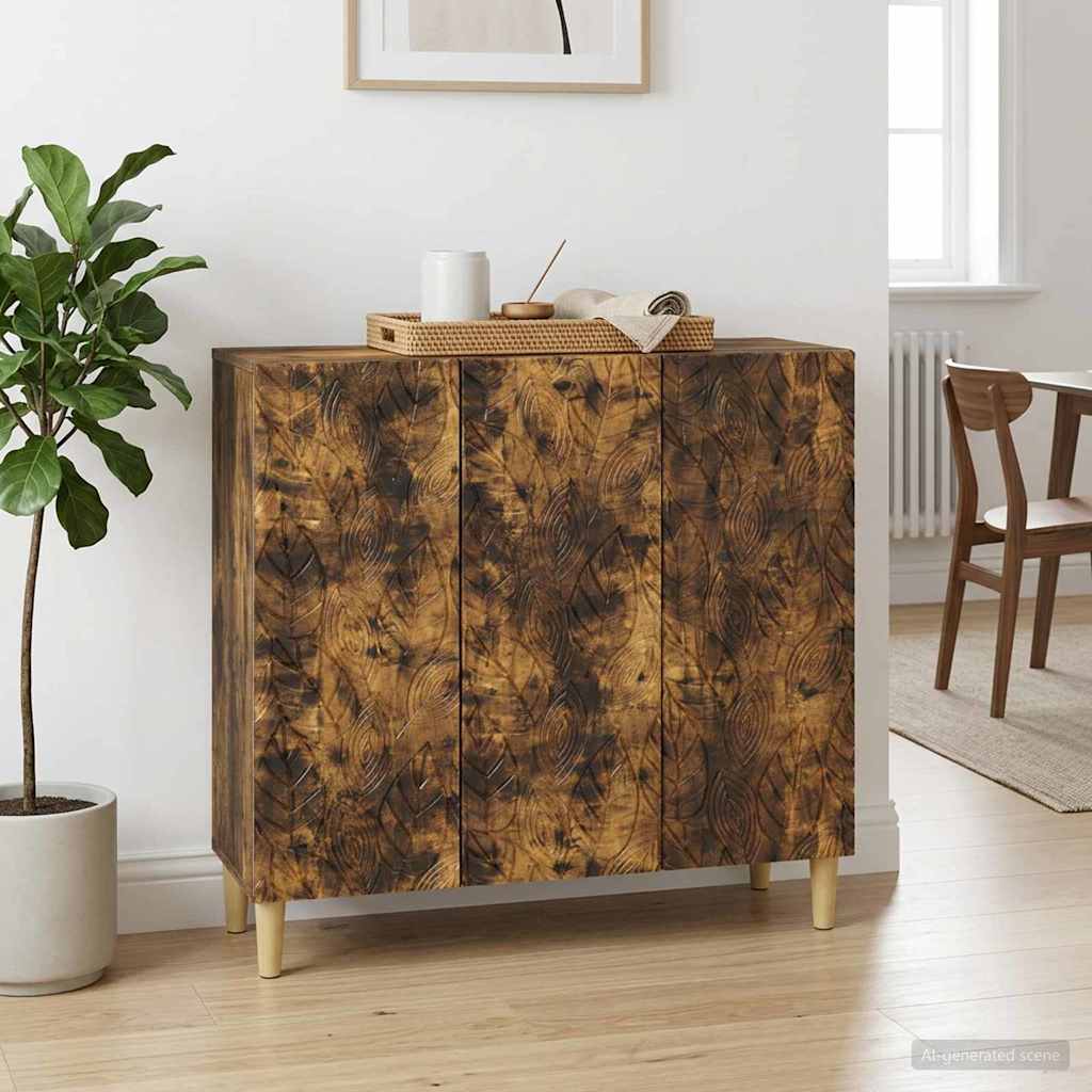 Dressoir Gerookt eiken 89 x 34,5 x 80 cm Bewerkt hout is nu te koop bij PeponiXL, paradijselijk wonen!