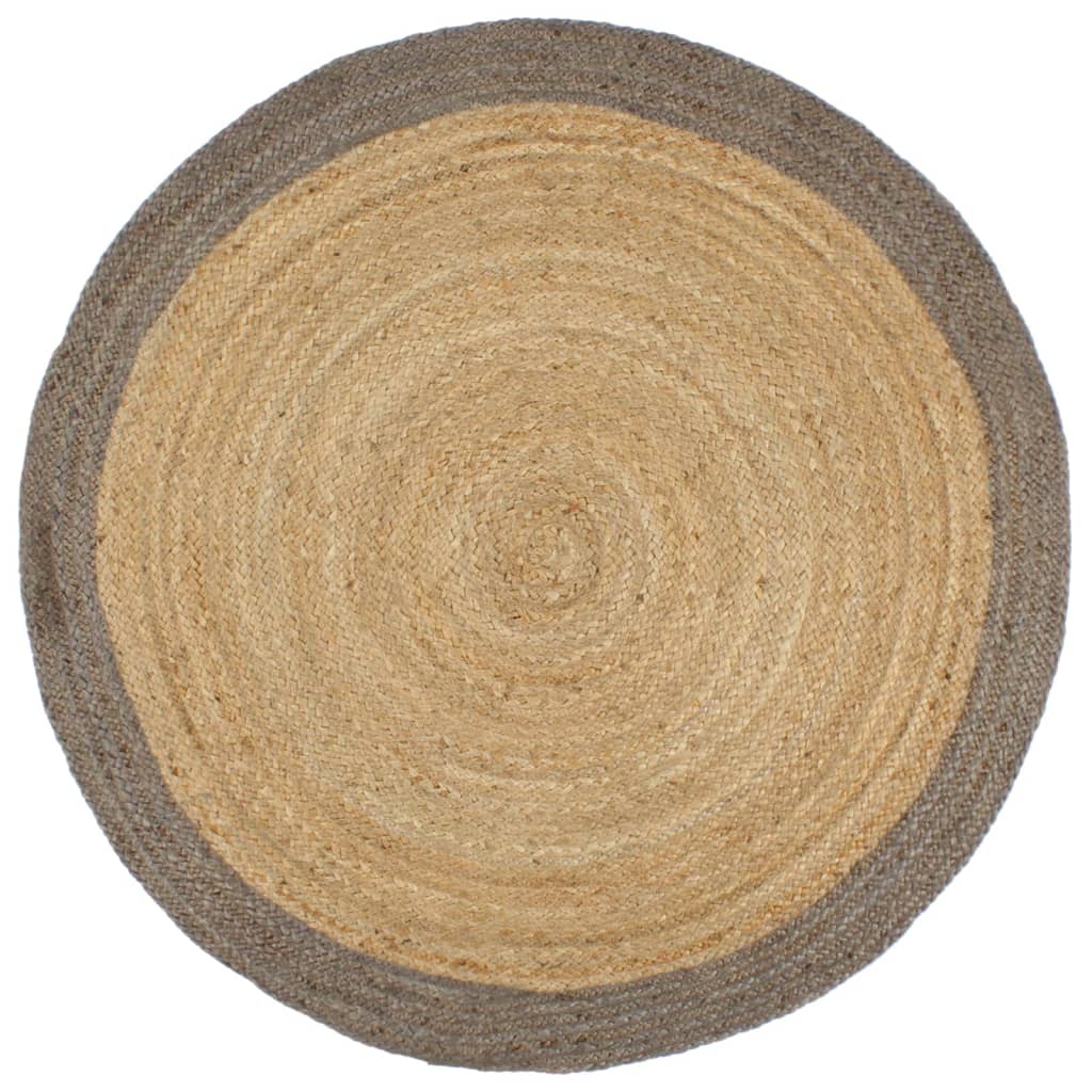 Vloerkleed handgemaakt met grijze rand 240 cm jute is nu te koop bij PeponiXL, paradijselijk wonen!