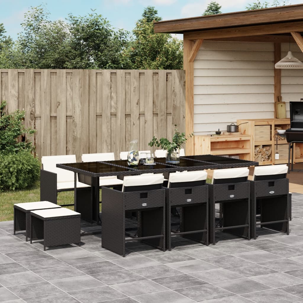13-delige Tuinset met kussens poly rattan zwart is nu te koop bij PeponiXL, paradijselijk wonen!