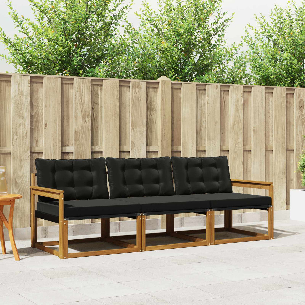 Buiten bankenset met kussen 3 pcs Natuurlijk en Zwart is nu te koop bij PeponiXL, paradijselijk wonen!