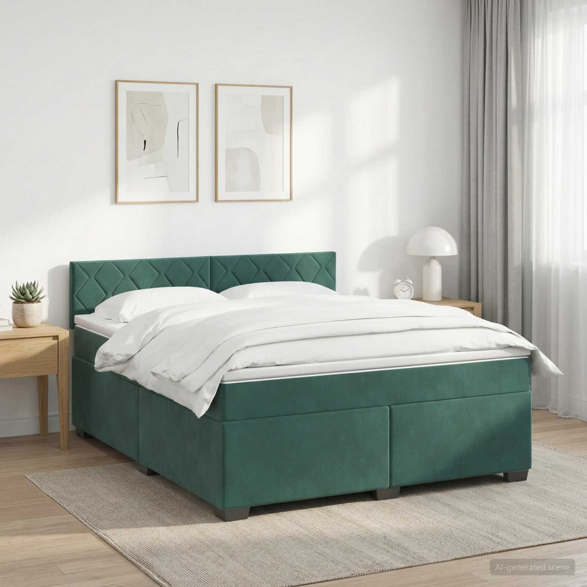 Boxspringbed met matras Donkergroen 140 x 190 cm Fluweel is nu te koop bij PeponiXL, paradijselijk wonen!