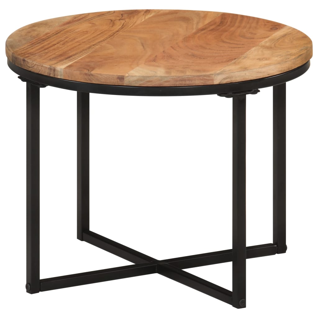 Salontafel 45x45x35 cm massief acaciahout en ijzer is nu te koop bij PeponiXL, paradijselijk wonen!
