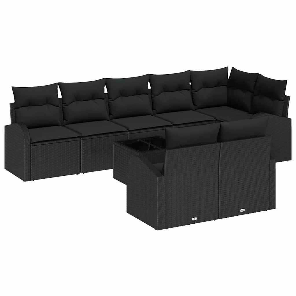 Tuinbankenset met kussen met opslag 9 pcs Zwart poly rattan is nu te koop bij PeponiXL, paradijselijk wonen!