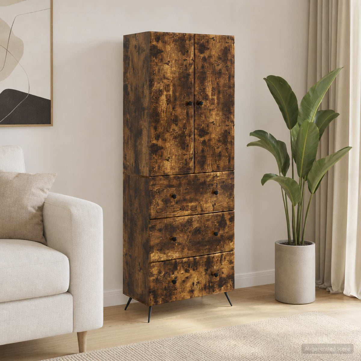 Kastenset 2 pcs Gerookt eiken 66 x 34,5 x 90 cm Bewerkt hout is nu te koop bij PeponiXL, paradijselijk wonen!