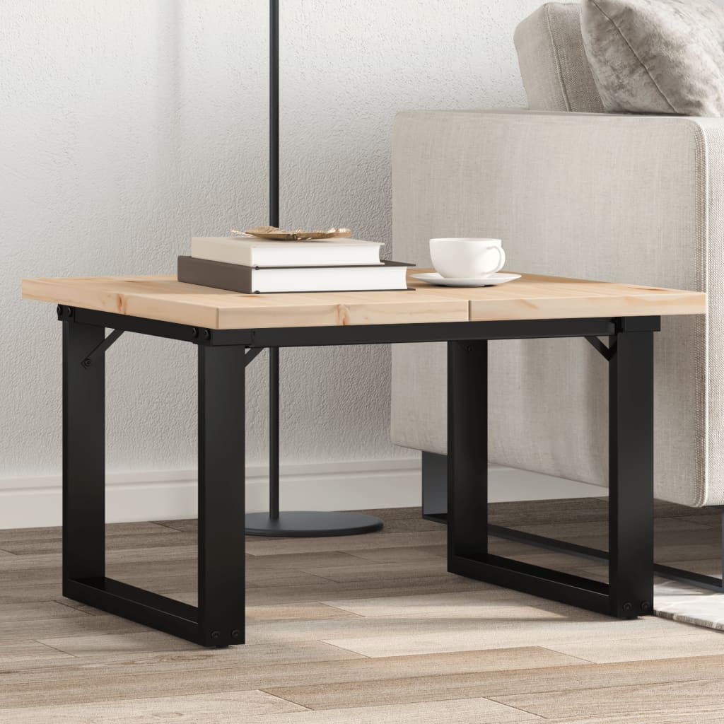 Salontafel O-frame 70x70x40,5 cm grenenhout en staal is nu te koop bij PeponiXL, paradijselijk wonen!