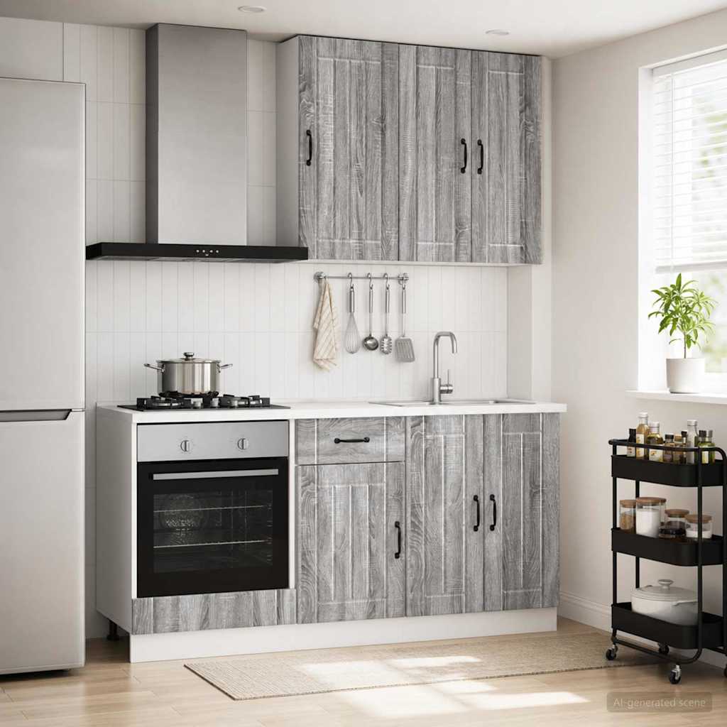 Keukenblok LUCCA 5 pcs Grijs Sonoma Bewerkt hout is nu te koop bij PeponiXL, paradijselijk wonen!
