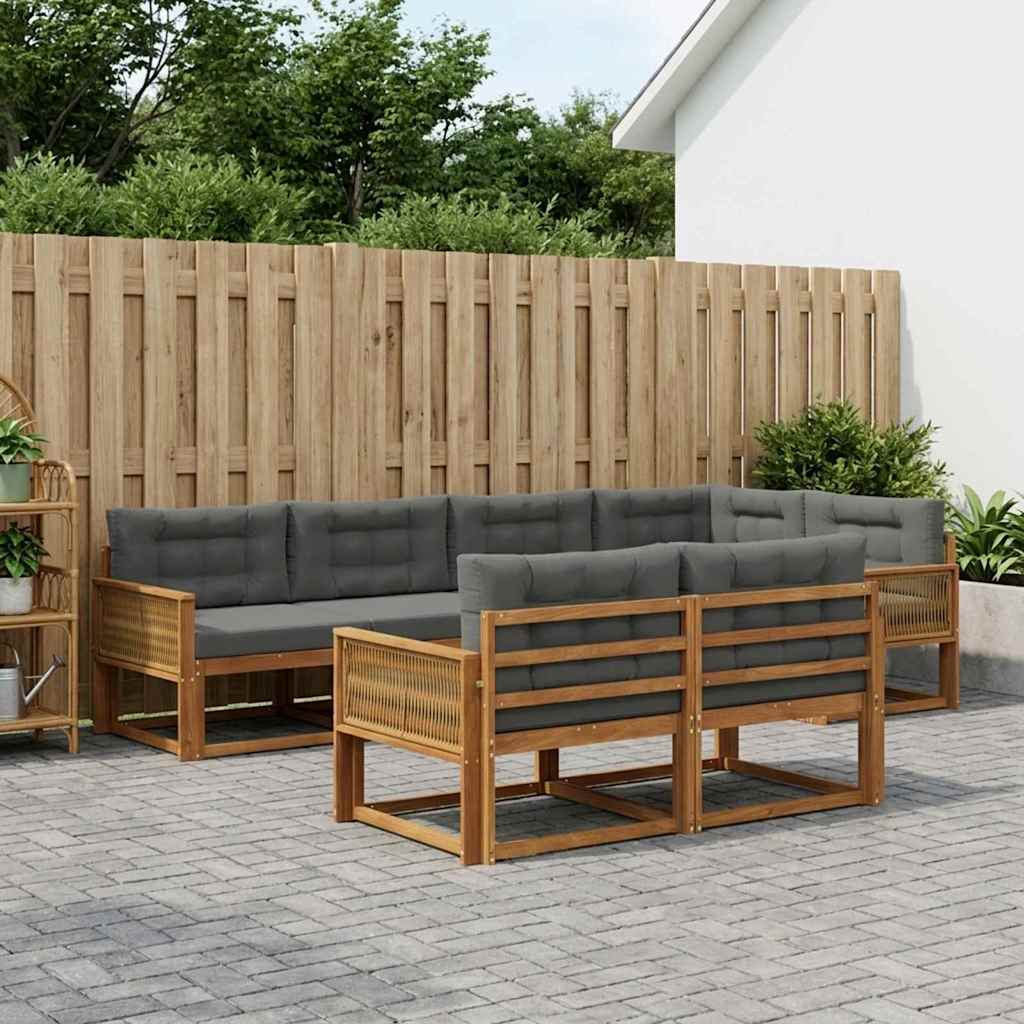 Buiten bankenset met kussen 7 pcs Natuurlijk en Antraciet is nu te koop bij PeponiXL, paradijselijk wonen!