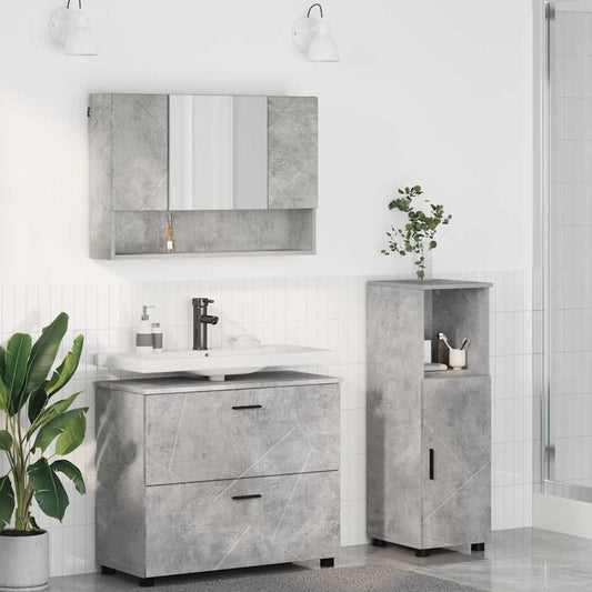 Badkamermeubelset 3 pcs Beton Grijs Bewerkt hout en metaal is nu te koop bij PeponiXL, paradijselijk wonen!