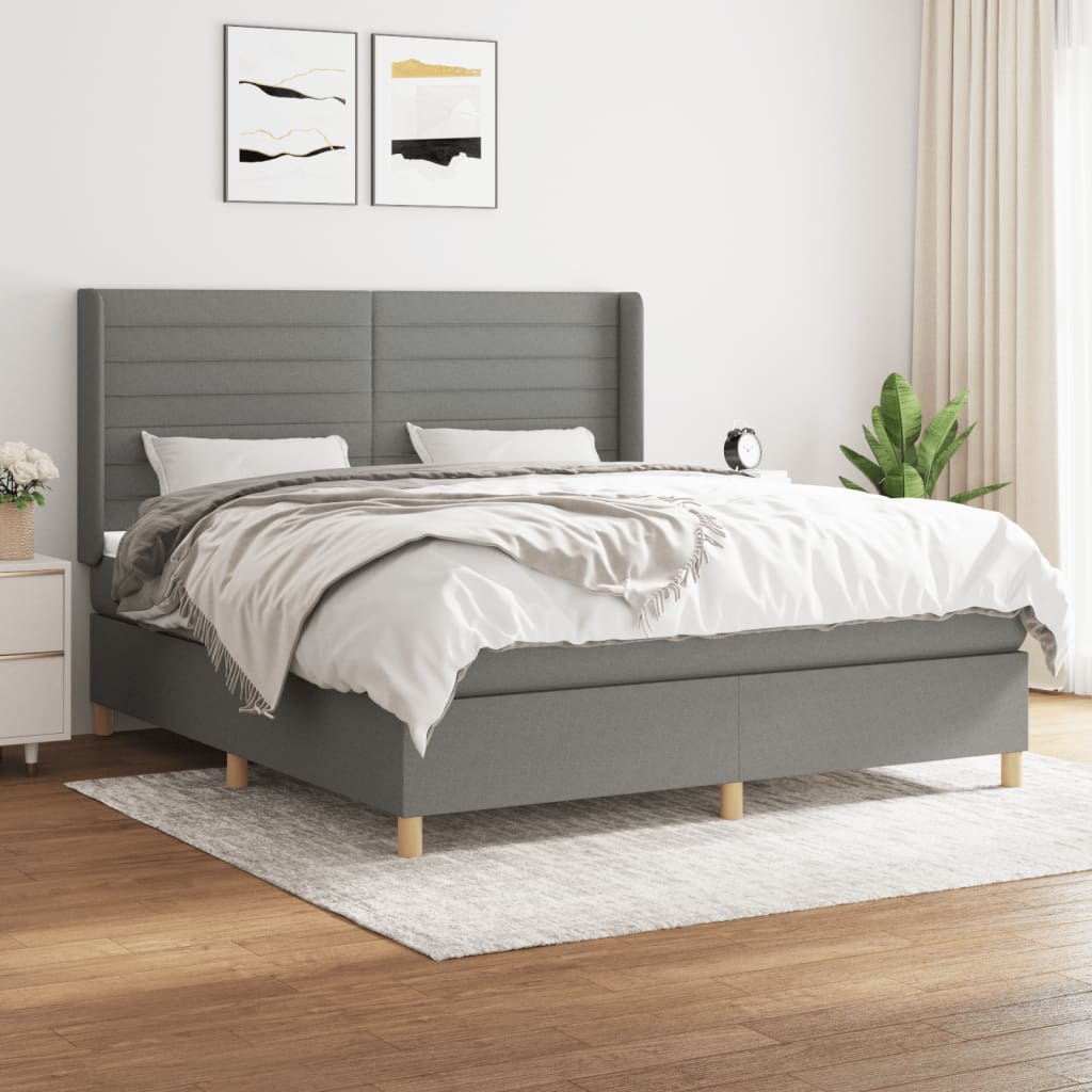 Boxspring met matras stof donkergrijs 160x200 cm is nu te koop bij PeponiXL, paradijselijk wonen!