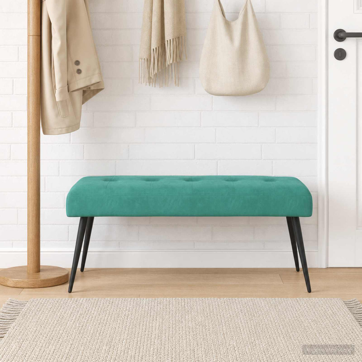 Bank met knoopverstelling Turquoise 110 x 40 x 46 cm fluweel is nu te koop bij PeponiXL, paradijselijk wonen!