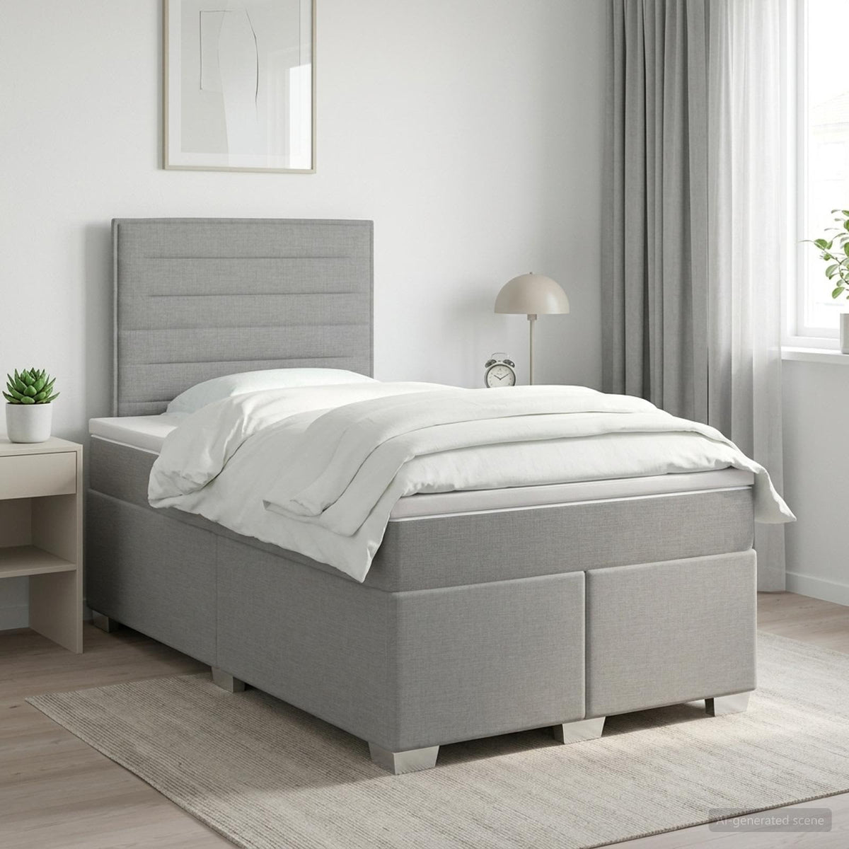 Boxspringbed met matras Lichtgrijs 120 x 200 cm Stof is nu te koop bij PeponiXL, paradijselijk wonen!