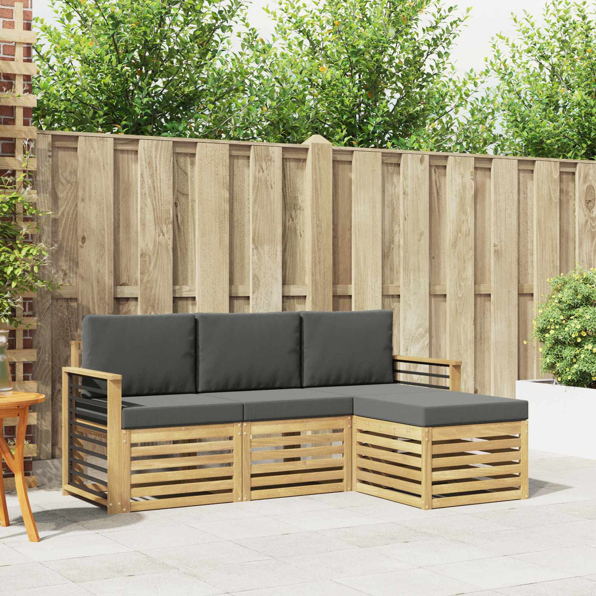 Buiten bankenset 4 pcs Wit en antracietkleurig is nu te koop bij PeponiXL, paradijselijk wonen!