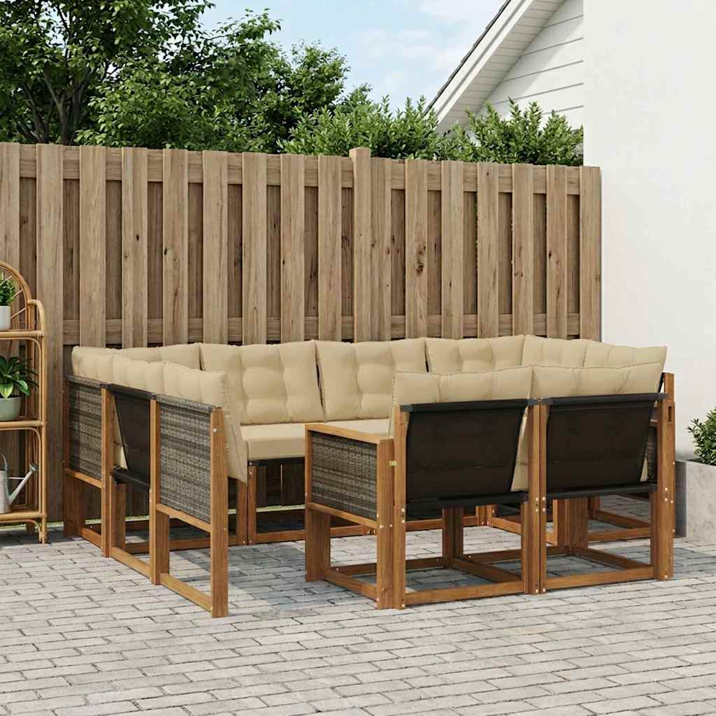 Buiten bankenset met kussen 7 pcs Natuurlijk en Beige is nu te koop bij PeponiXL, paradijselijk wonen!