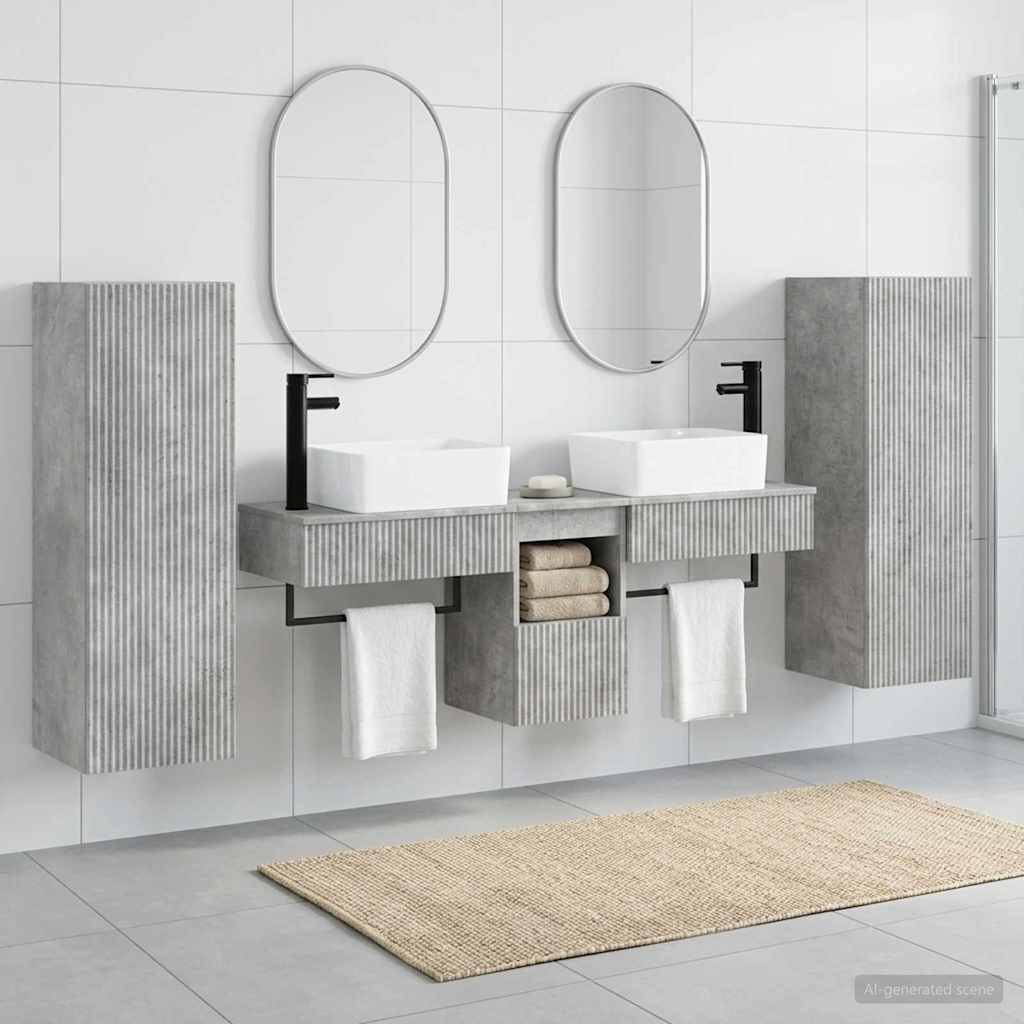 Badkamermeubelset 5 st Betongrijs 33 x 34,5 x 100 cm is nu te koop bij PeponiXL, paradijselijk wonen!