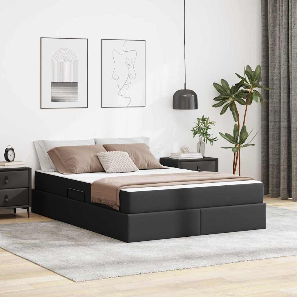Opslag bed met matras met matras met opslag 2 pcs Zwart Leer is nu te koop bij PeponiXL, paradijselijk wonen!