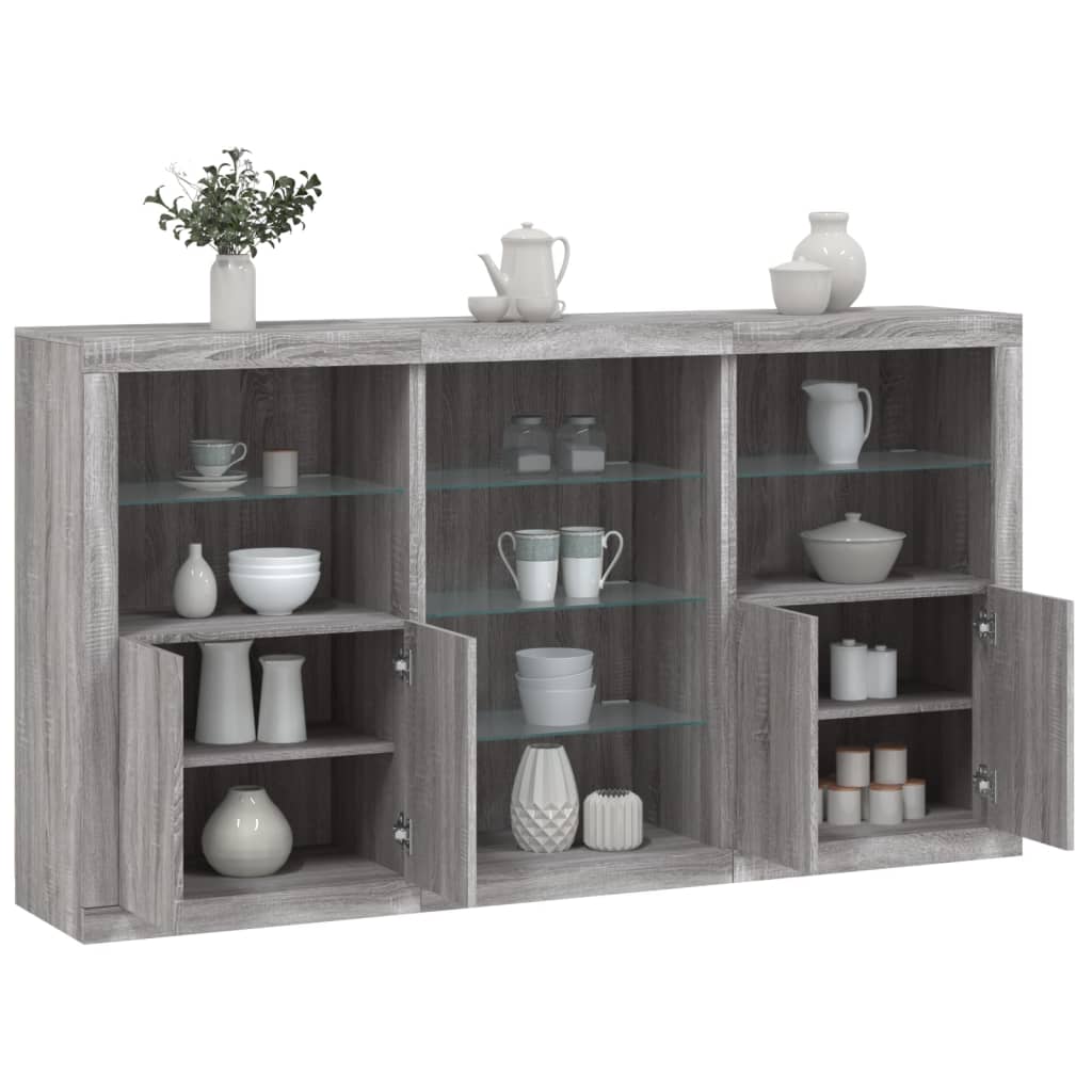 Dressoir met LED-verlichting 181,5x37x100 cm grijs sonoma eiken is nu te koop bij PeponiXL, paradijselijk wonen!
