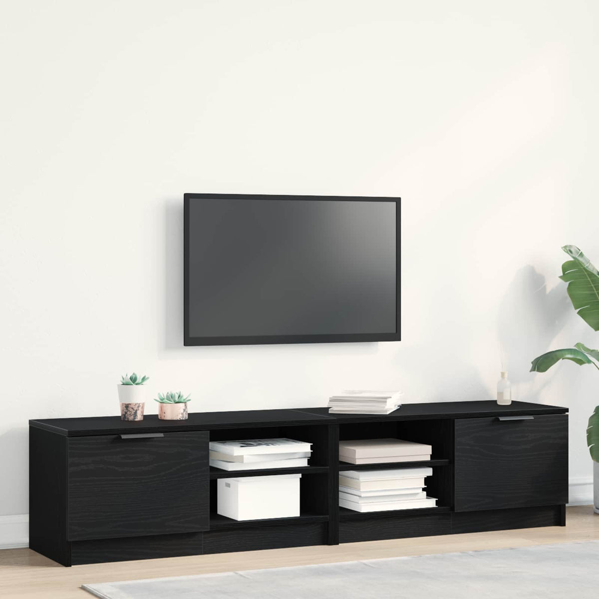 TV-kast 2 pcs Zwart Eiken 80 x 35 x 36,5 cm Bewerkt hout is nu te koop bij PeponiXL, paradijselijk wonen!