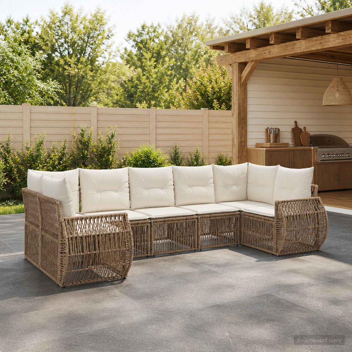 Tuinbankenset 7 st 7-Aantal zitplaatsen Beige en Crème Wit is nu te koop bij PeponiXL, paradijselijk wonen!