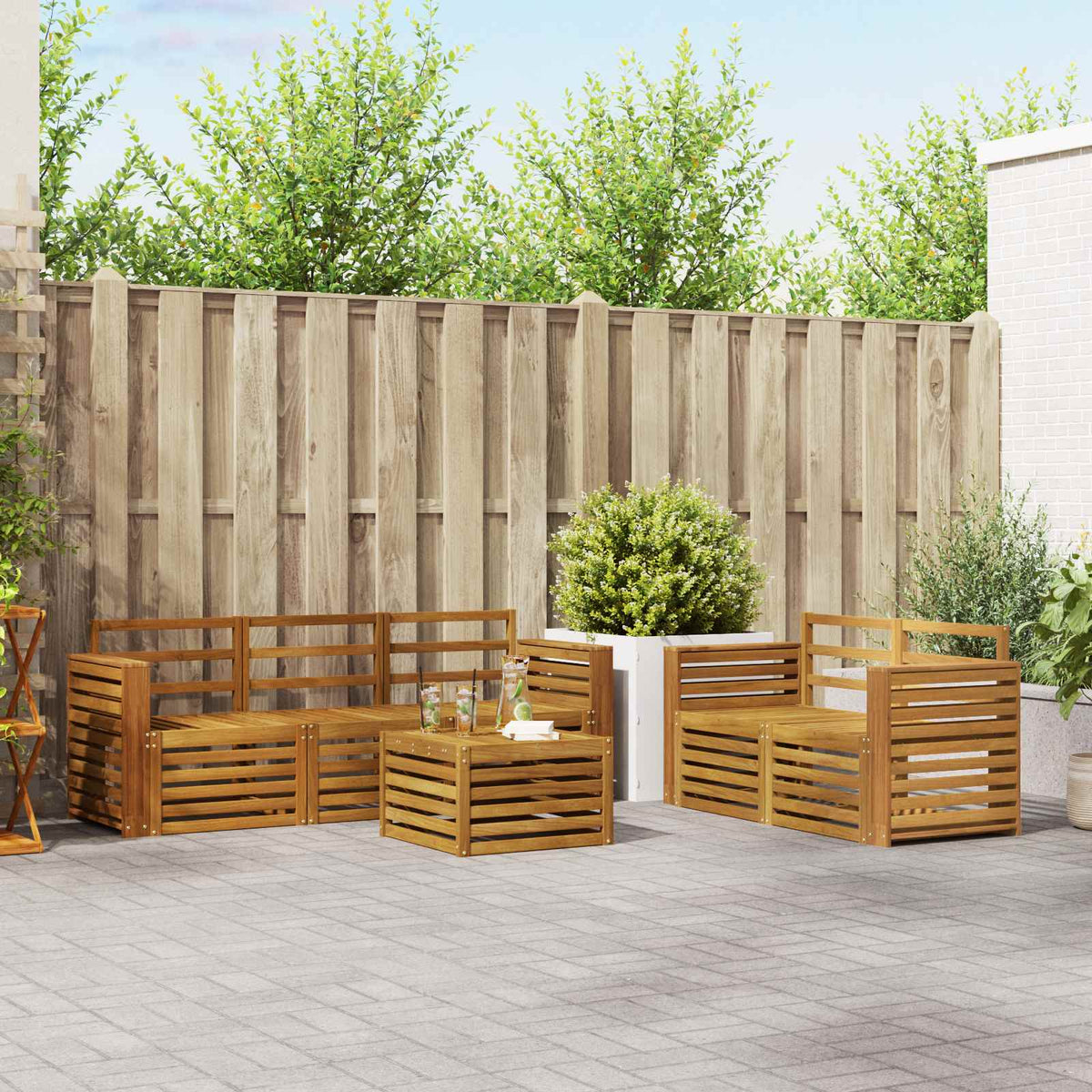 Sofa-Sets 6 pcs Naturel Massief Acaciahout is nu te koop bij PeponiXL, paradijselijk wonen!