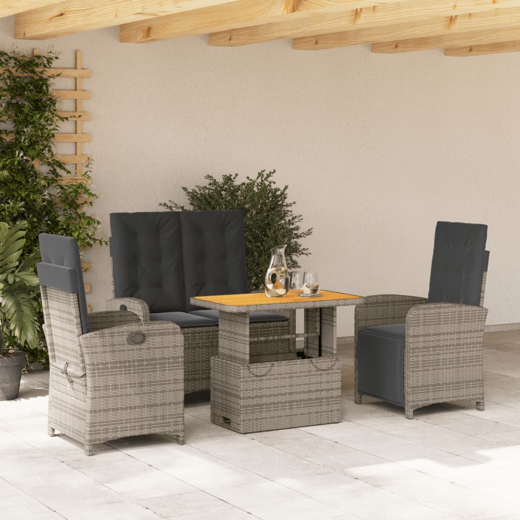 4-delige Tuinset met kussens poly rattan grijs is nu te koop bij PeponiXL, paradijselijk wonen!