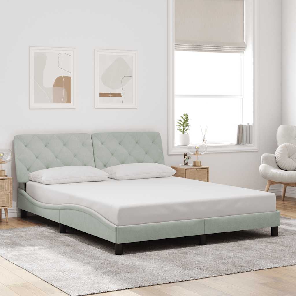 Bedframe zonder matras 160x200 cm fluweel lichtgrijs is nu te koop bij PeponiXL, paradijselijk wonen!