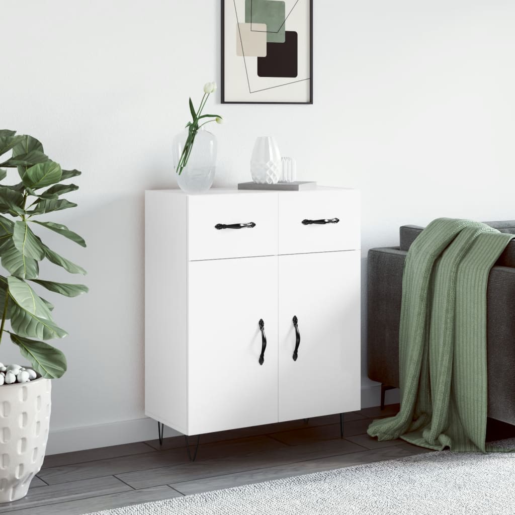 Dressoir 69,5x34x90 cm bewerkt hout hoogglans wit is nu te koop bij PeponiXL, paradijselijk wonen!