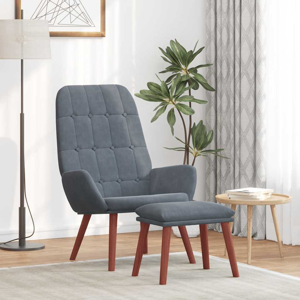 Relaxstoel met voetenbank fluweel donkergrijs is nu te koop bij PeponiXL, paradijselijk wonen!