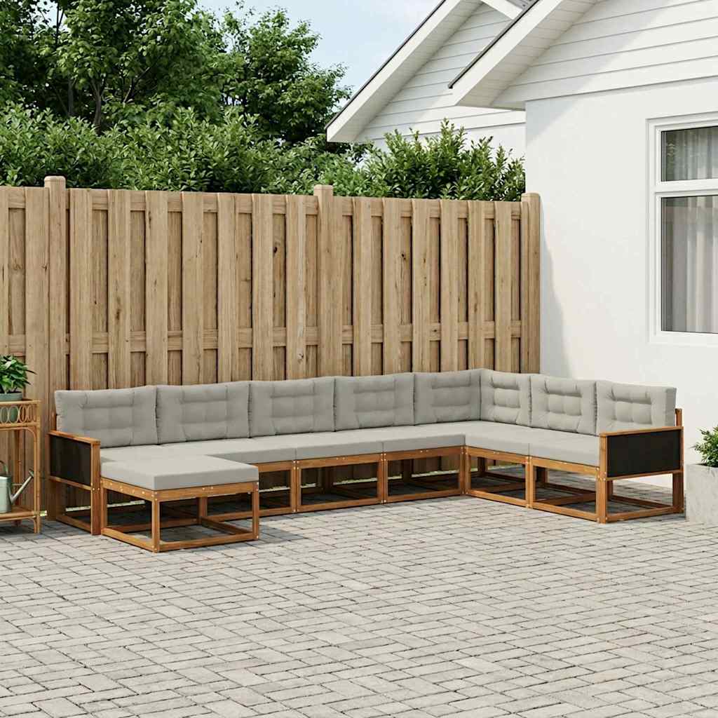 Buiten bankenset met kussen 8 pcs Naturel en lichtgrijs is nu te koop bij PeponiXL, paradijselijk wonen!