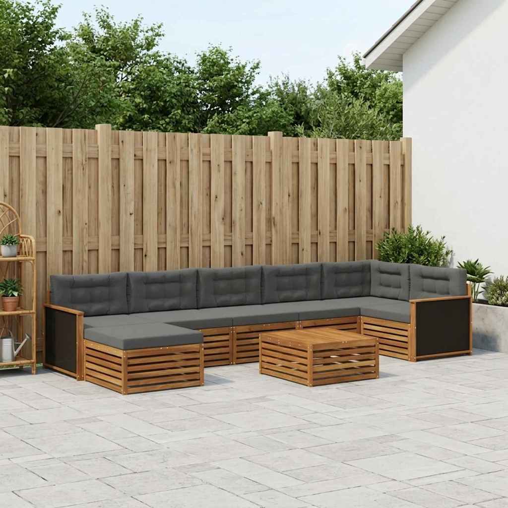 Buiten bankenset met kussen 8 pcs Natuurlijk en Antraciet is nu te koop bij PeponiXL, paradijselijk wonen!