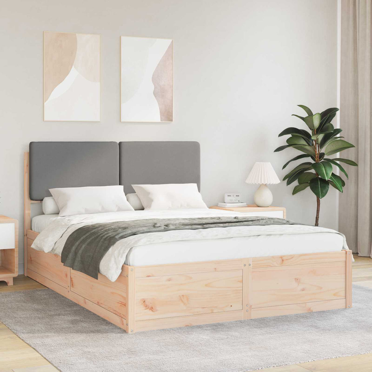 Bedframe met Gevoerd Hoofdgedeelte Lichtgrijs 140 x 190 cm is nu te koop bij PeponiXL, paradijselijk wonen!