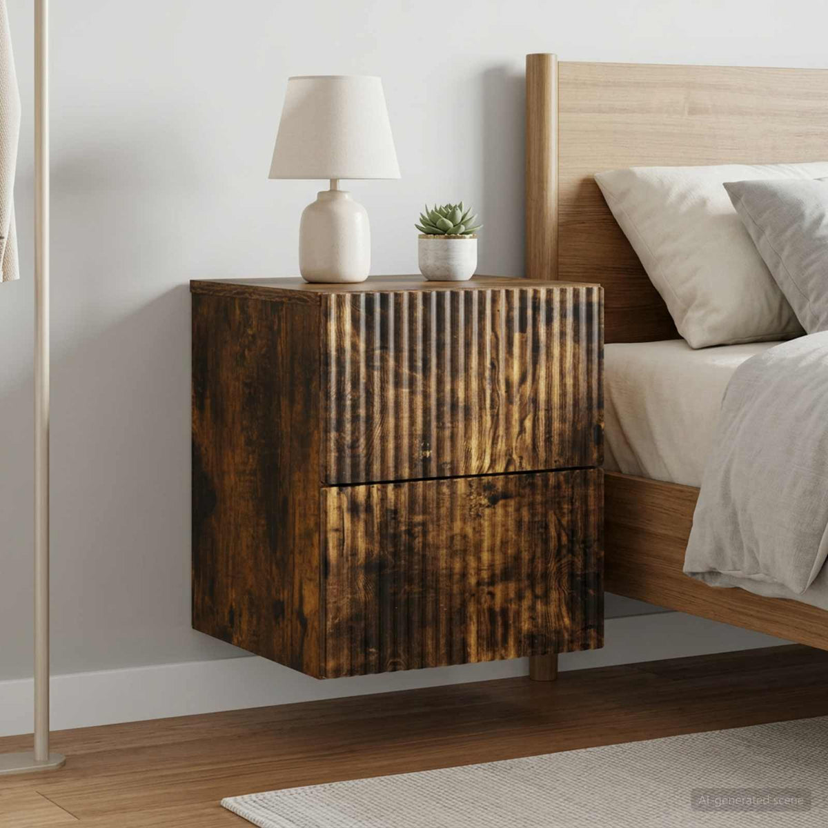 Wandbeugel Bedkast 2 pcs Gerookt eiken 33 x 34,5 x 40 cm is nu te koop bij PeponiXL, paradijselijk wonen!