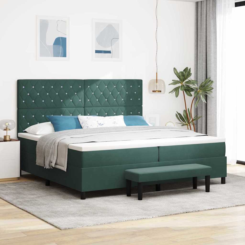 Boxspring bed met matras Donkergroen 200 x 200 cm Fluweel is nu te koop bij PeponiXL, paradijselijk wonen!