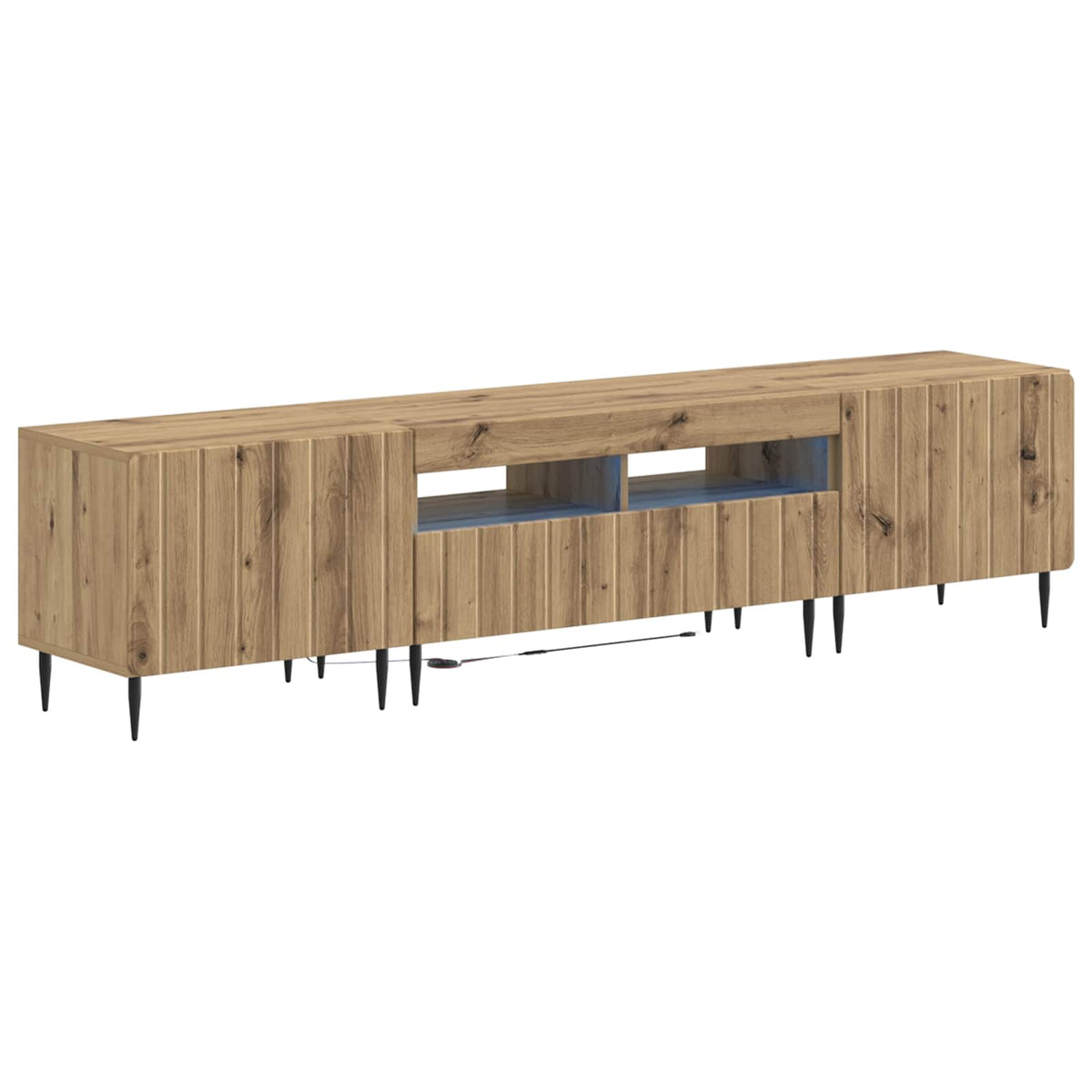 5-delige LED TV-kast Artisanaal eiken Bewerkt hout is nu te koop bij PeponiXL, paradijselijk wonen!