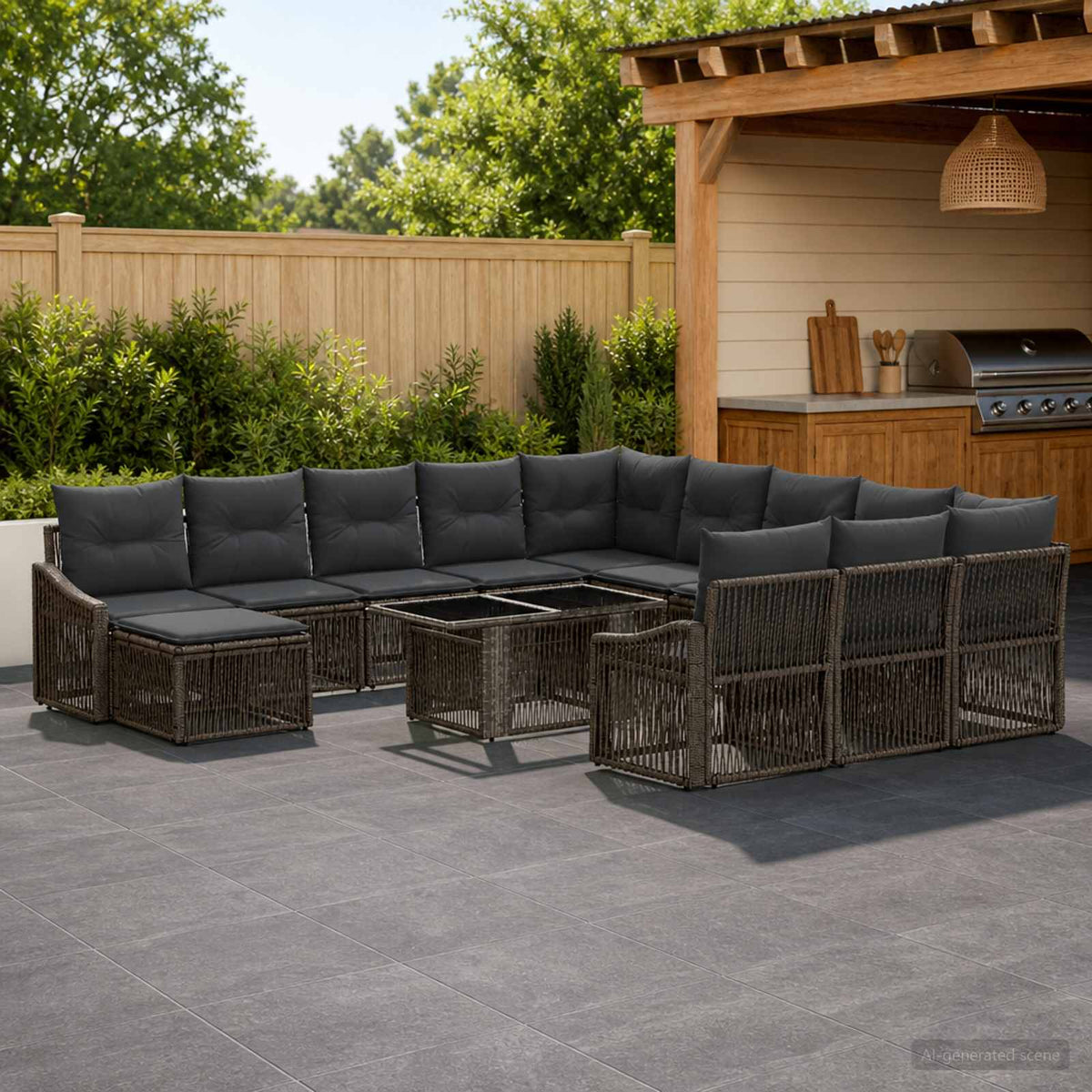 Tuinbankenset 13 st Grijs en Donkergrijs poly rattan is nu te koop bij PeponiXL, paradijselijk wonen!