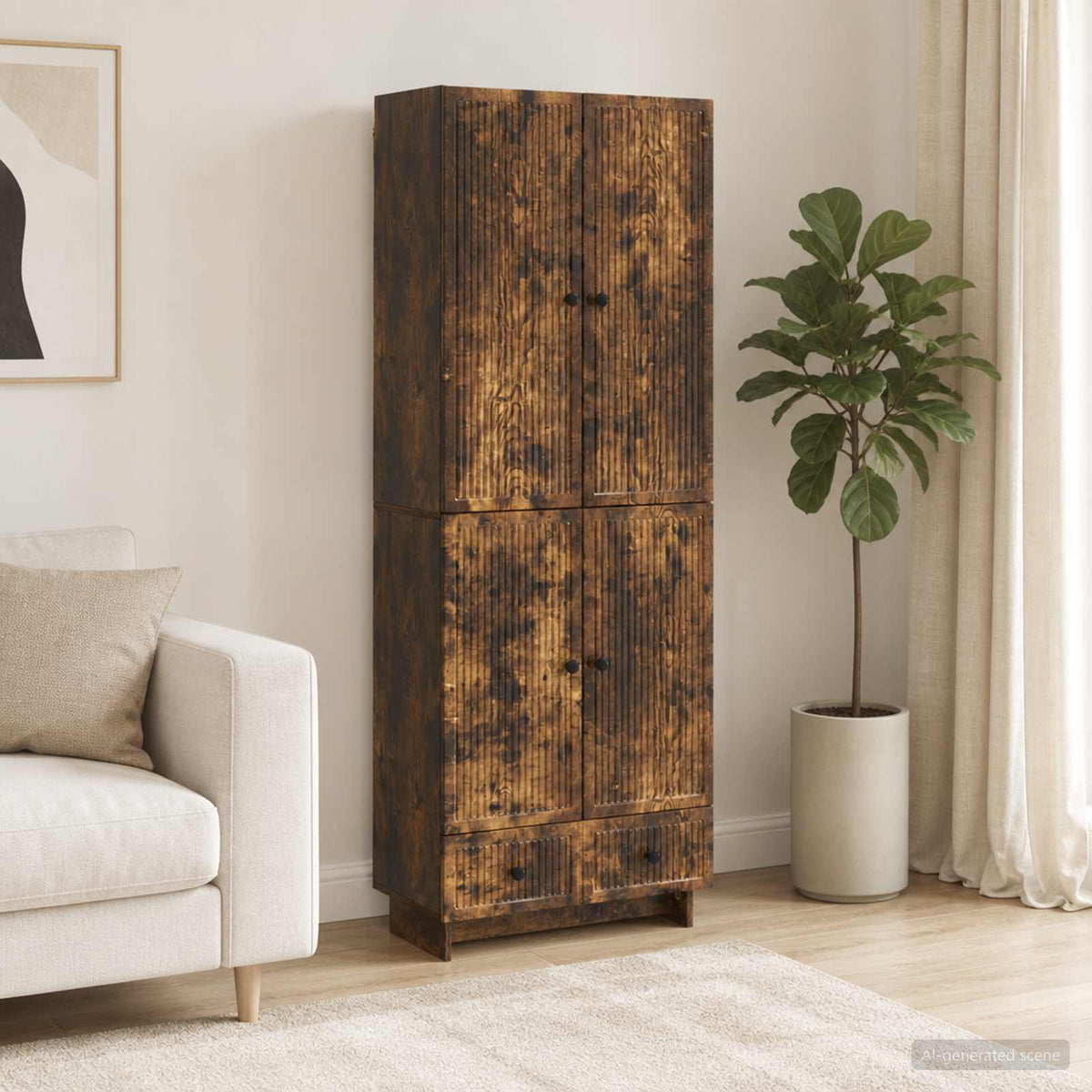 Kastenset 2 pcs Gerookt eiken 66 x 34,5 x 95 cm Bewerkt hout is nu te koop bij PeponiXL, paradijselijk wonen!