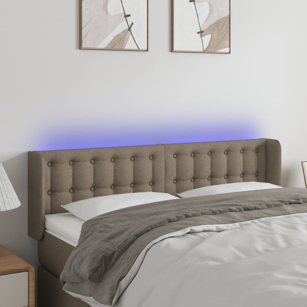 Hoofdbord LED 147x16x78/88 cm stof taupe is nu te koop bij PeponiXL, paradijselijk wonen!