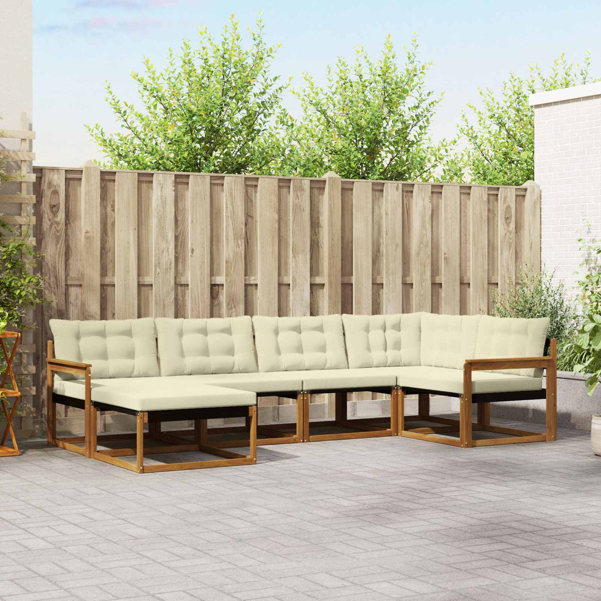 Buiten bankenset met kussen 6 pcs Natuurlijk en Crème is nu te koop bij PeponiXL, paradijselijk wonen!